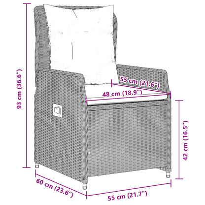 Sedie da Giardino Reclinabili 2 pz Grigio Chiaro Polyrattan | homemem39