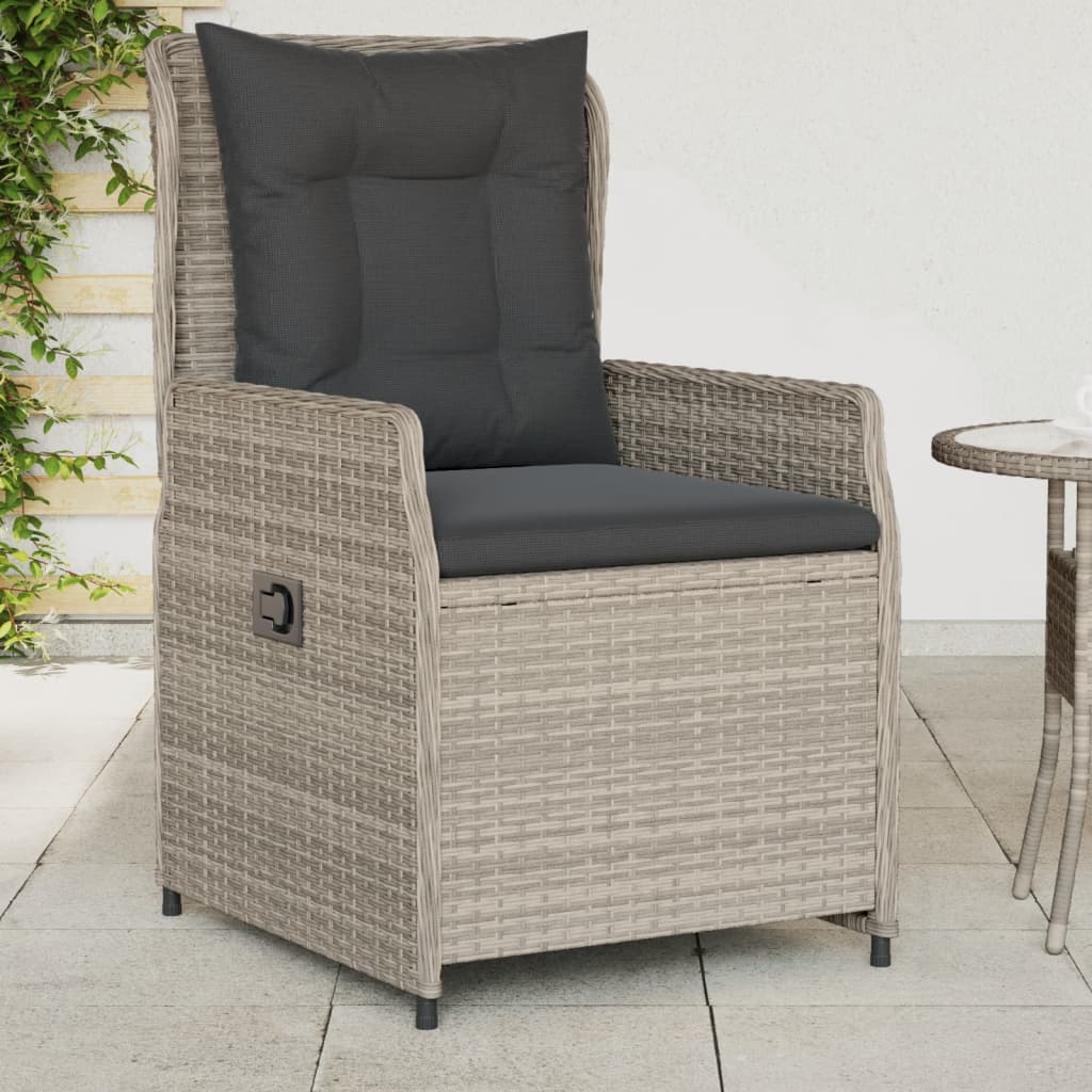 Sedie da Giardino Reclinabili 2 pz Grigio Chiaro Polyrattan - homemem39