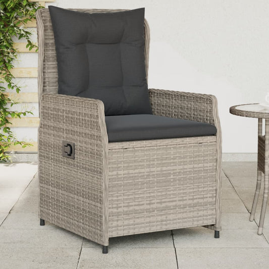Sedie da Giardino Reclinabili 2 pz Grigio Chiaro Polyrattan - homemem39