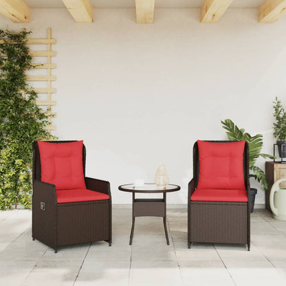Sedie da giardino reclinabili 2 pz in Polyrattan Marrone | homemem39