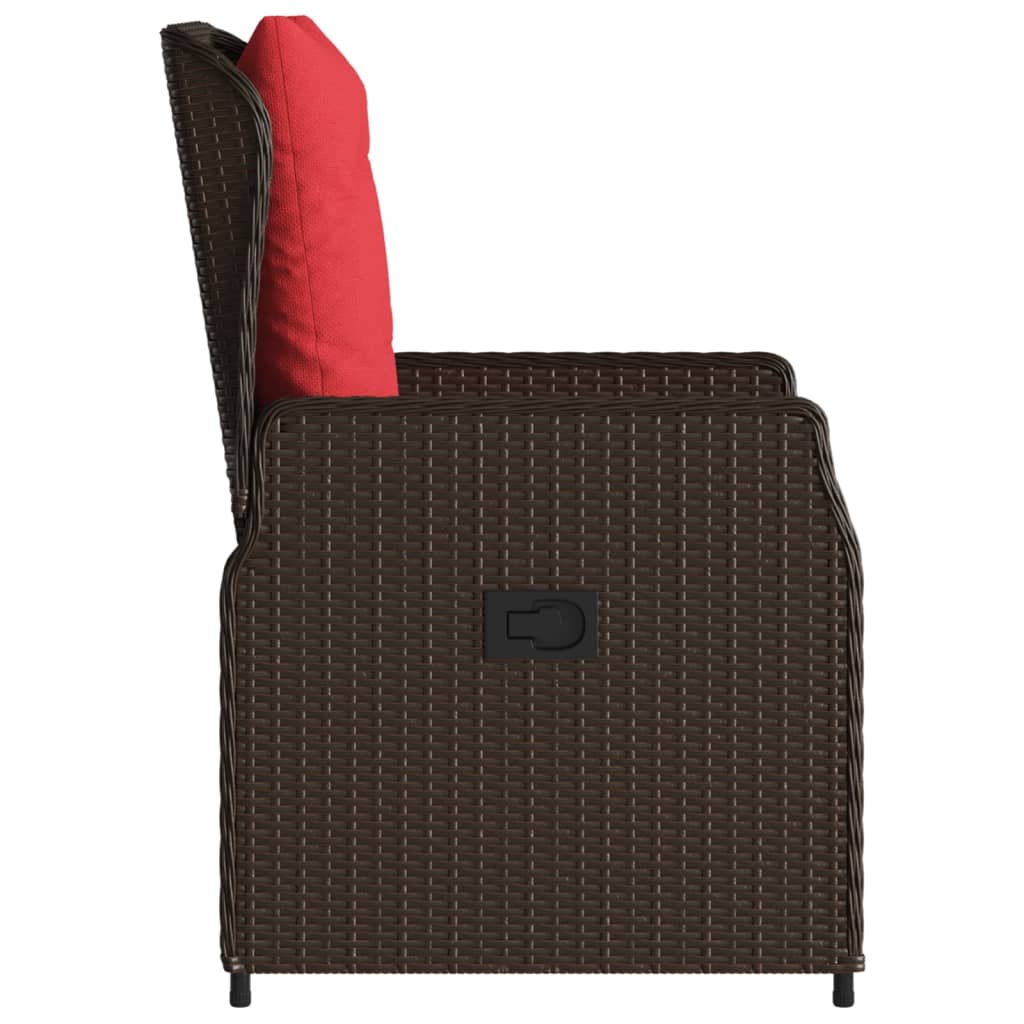 Sedie da giardino reclinabili 2 pz in Polyrattan Marrone | homemem39