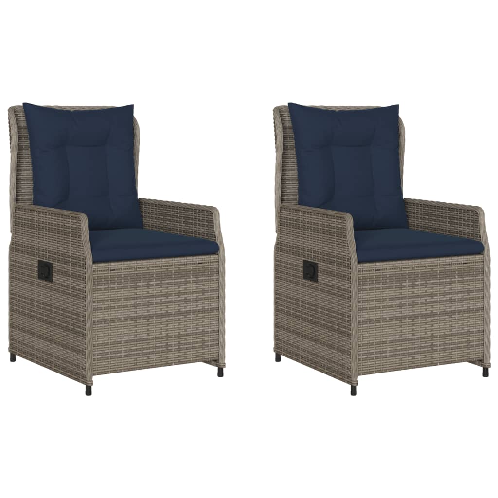Sedie da giardino reclinabili 2 pz in Polyrattan Grigio | homemem39