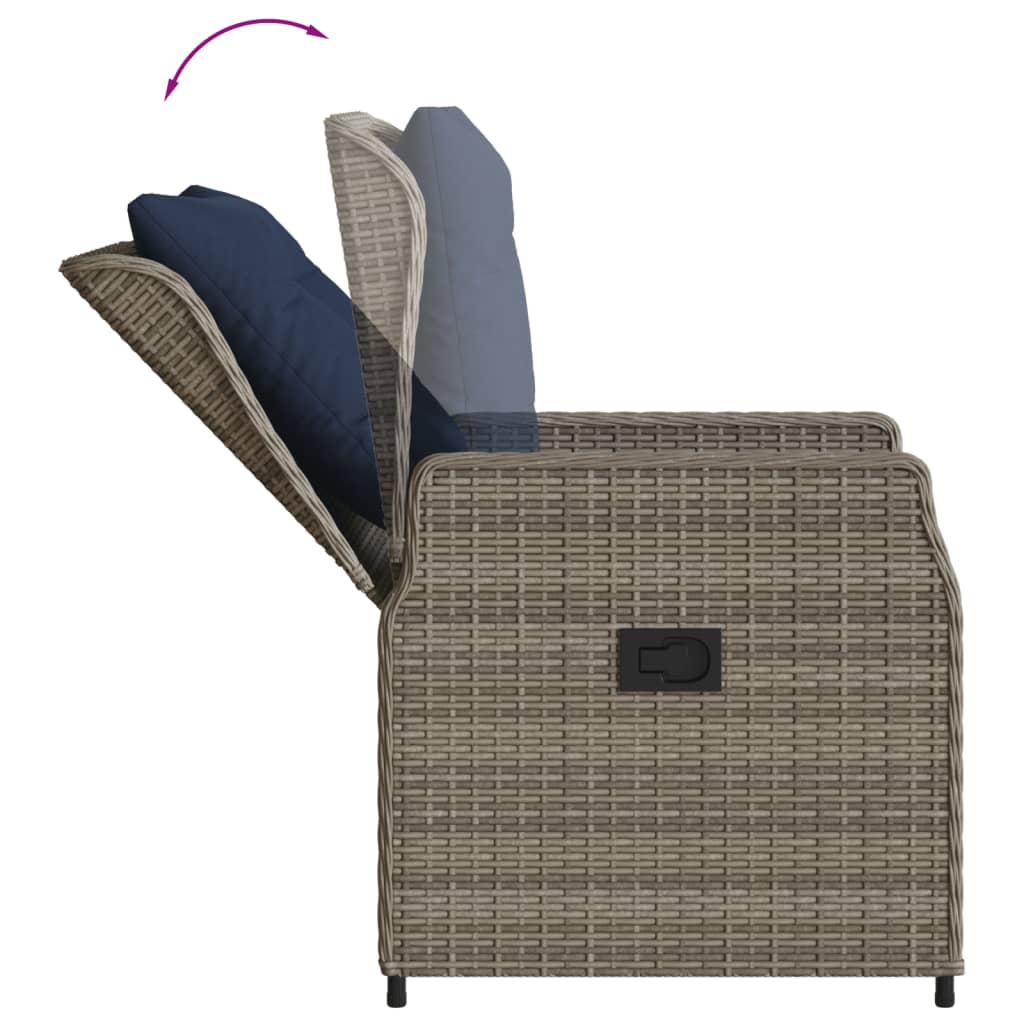 Sedie da giardino reclinabili 2 pz in Polyrattan Grigio | homemem39