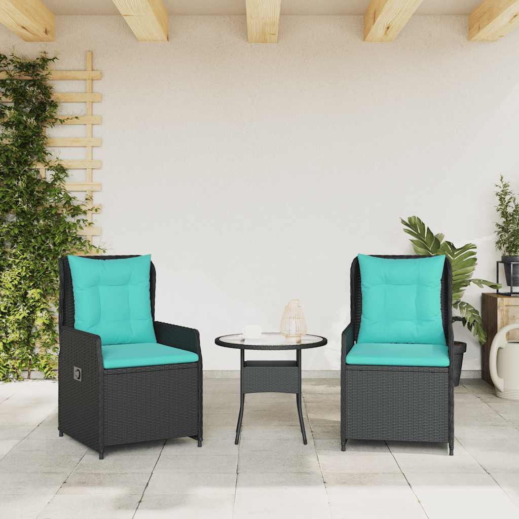 Sedie da giardino reclinabili 2 pz in Polyrattan Nero | homemem39