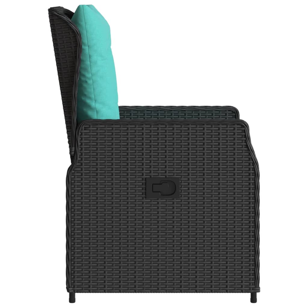 Sedie da giardino reclinabili 2 pz in Polyrattan Nero | homemem39