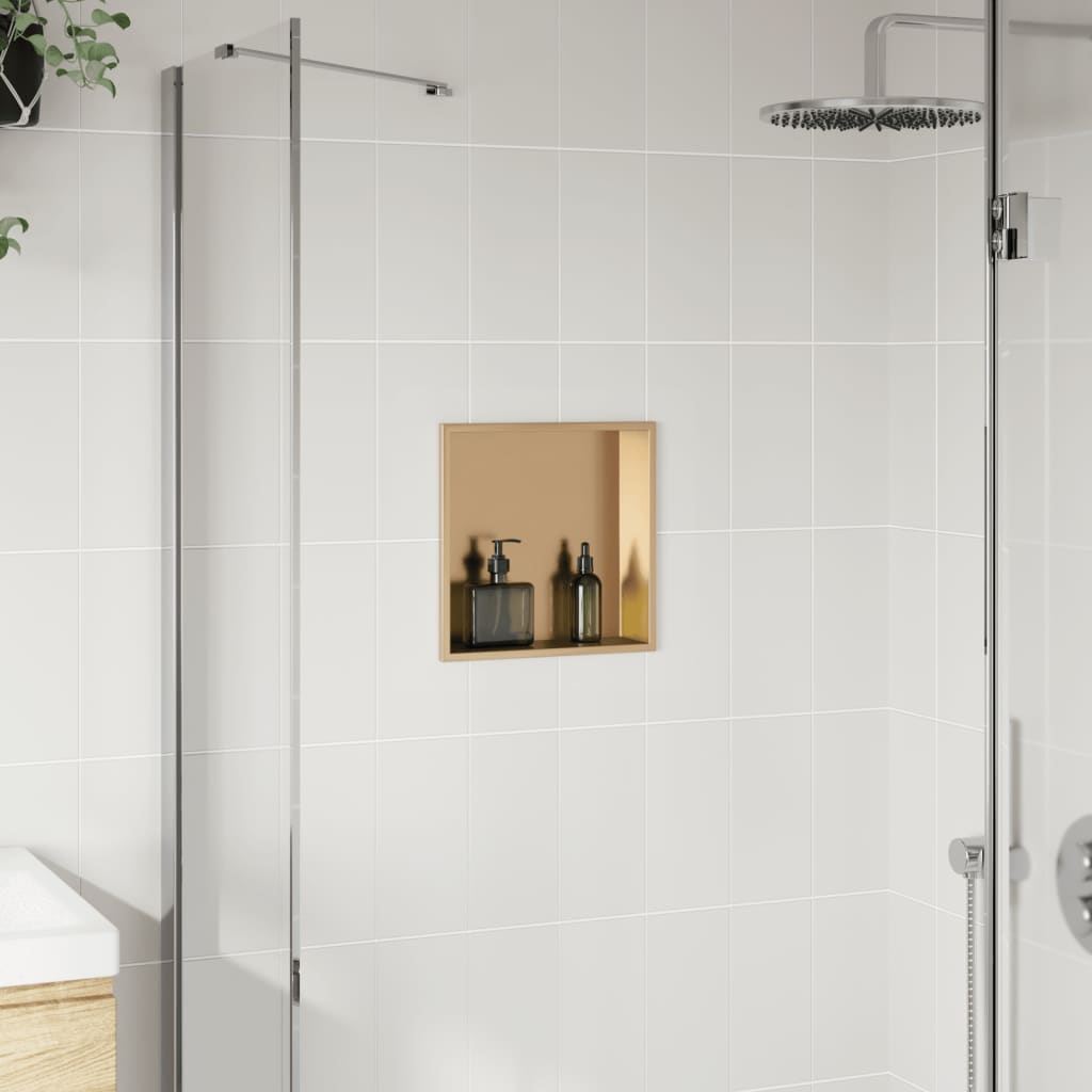 Nicchia per Doccia Oro Spazzolato 32x32x9cm in Acciaio Inox | homemem39