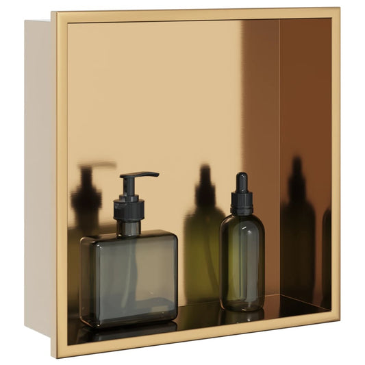 Nicchia per Doccia Oro Spazzolato 32x32x9cm in Acciaio Inox - homemem39