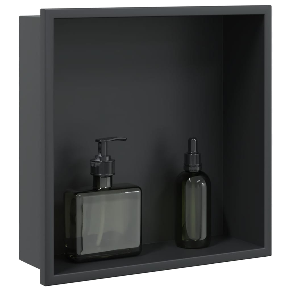 Nicchia per Doccia Nero Opaco 32x32x9cm in Acciaio Inox | homemem39