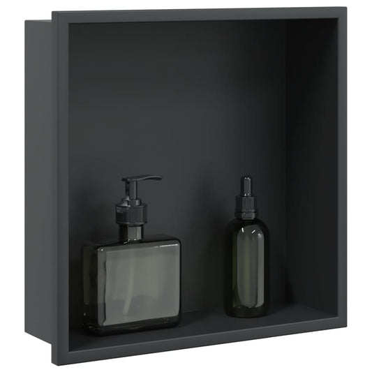 Nicchia per Doccia Nero Opaco 32x32x9cm in Acciaio Inox | homemem39