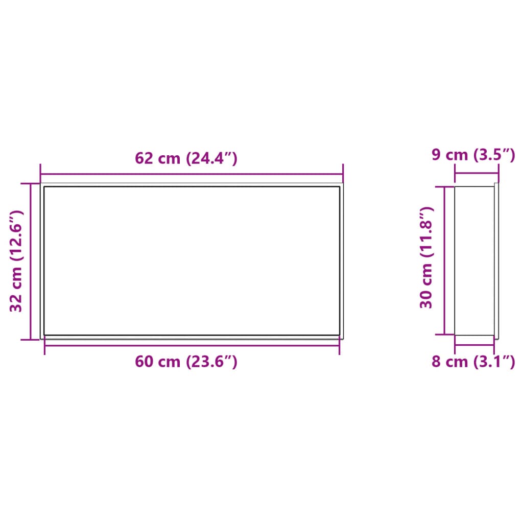 Nicchia per Doccia Oro Spazzolato 62x32x9cm in Acciaio Inox | homemem39