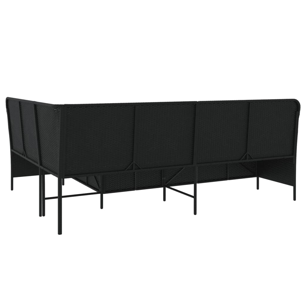 Divano da Giardino a L con Cuscini Nero in Polyrattan | homemem39