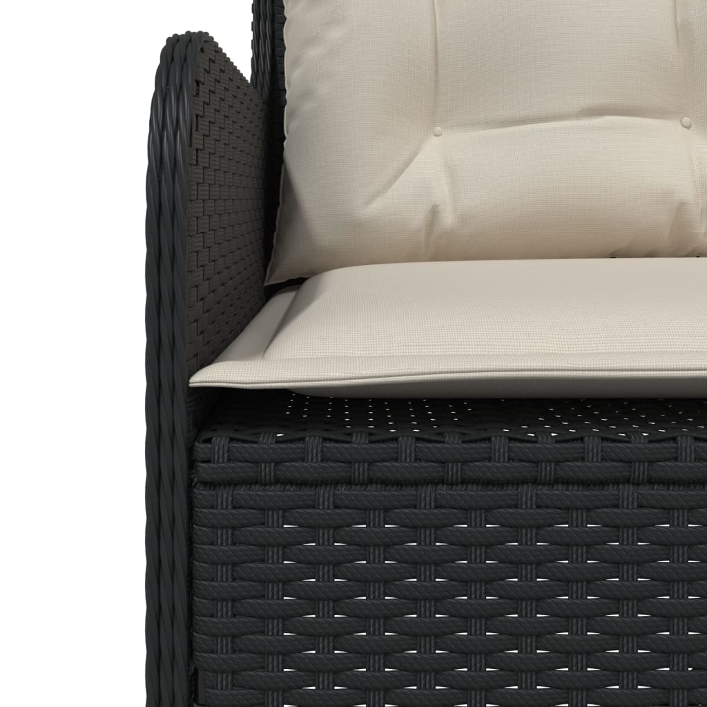 Divano da Giardino a L con Cuscini Nero in Polyrattan | homemem39