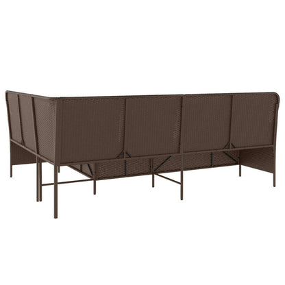 Divano da Giardino con Cuscini a L Marrone in Polyrattan | homemem39