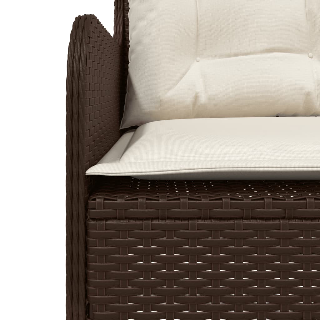 Divano da Giardino con Cuscini a L Marrone in Polyrattan | homemem39