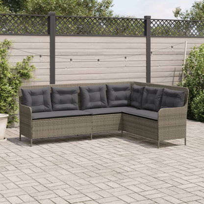 Divano da Giardino con Cuscini a L Grigio in Polyrattan | homemem39
