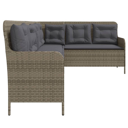 Divano da Giardino con Cuscini a L Grigio in Polyrattan | homemem39