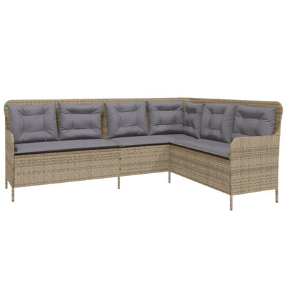 Divano da Giardino con Cuscini a L Beige in Polyrattan | homemem39