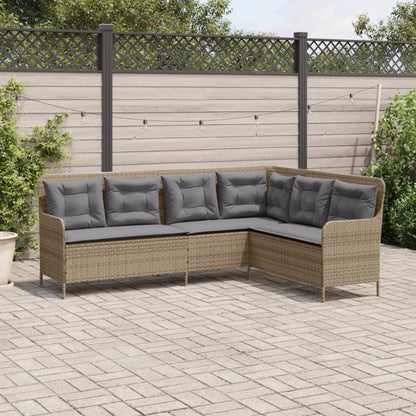 Divano da Giardino con Cuscini a L Beige in Polyrattan | homemem39