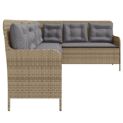 Divano da Giardino con Cuscini a L Beige in Polyrattan | homemem39
