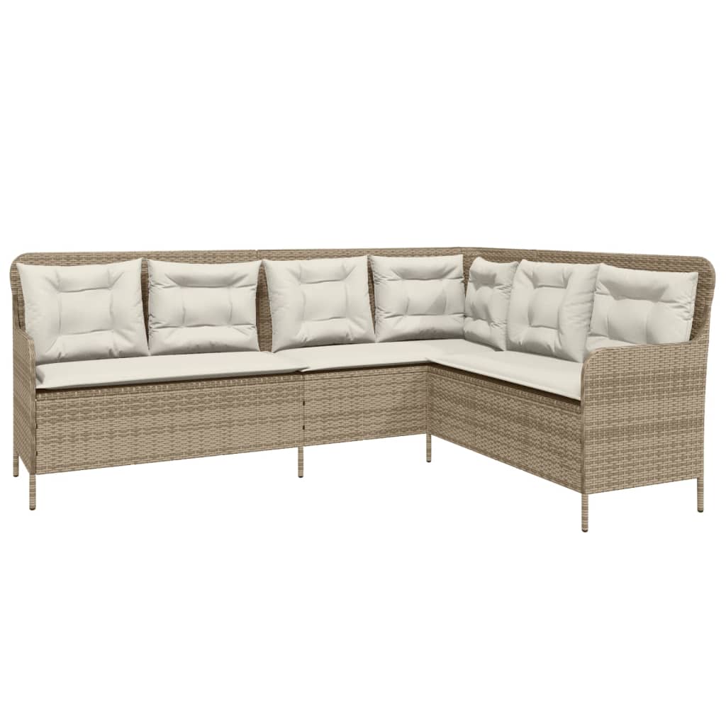 Divano da Giardino con Cuscini a L Beige in Polyrattan | homemem39