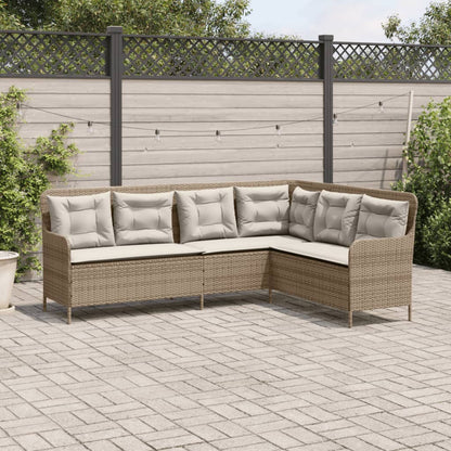 Divano da Giardino con Cuscini a L Beige in Polyrattan | homemem39