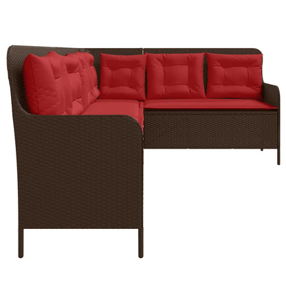 Divano da giardino con Cuscini a forma di L in Polyrattan Marrone | homemem39