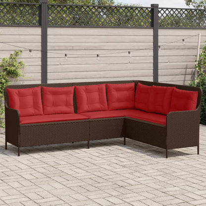 Divano da giardino con Cuscini a forma di L in Polyrattan Marrone | homemem39