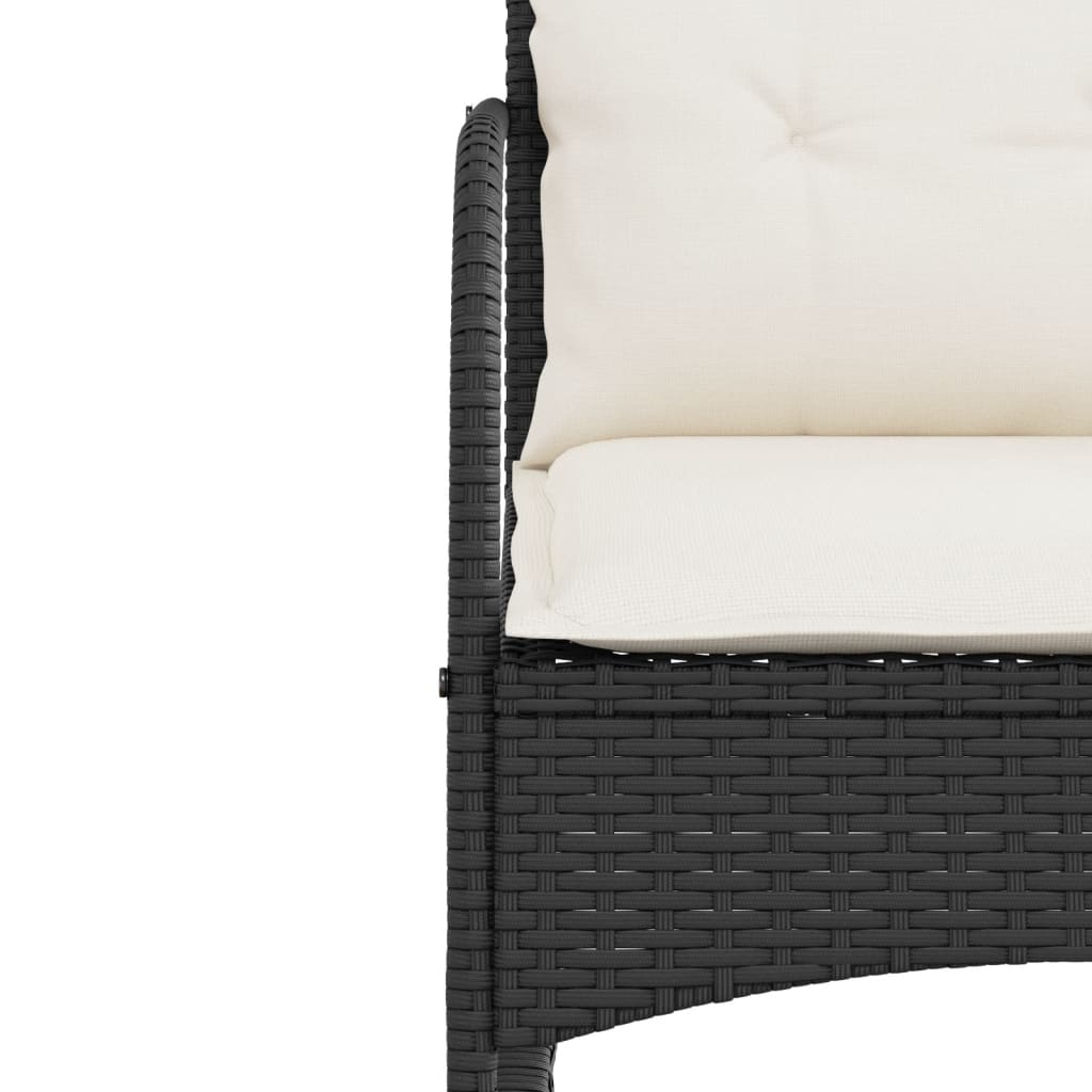 Sedia a Dondolo da Giardino con Cuscini in Polyrattan Nero - homemem39
