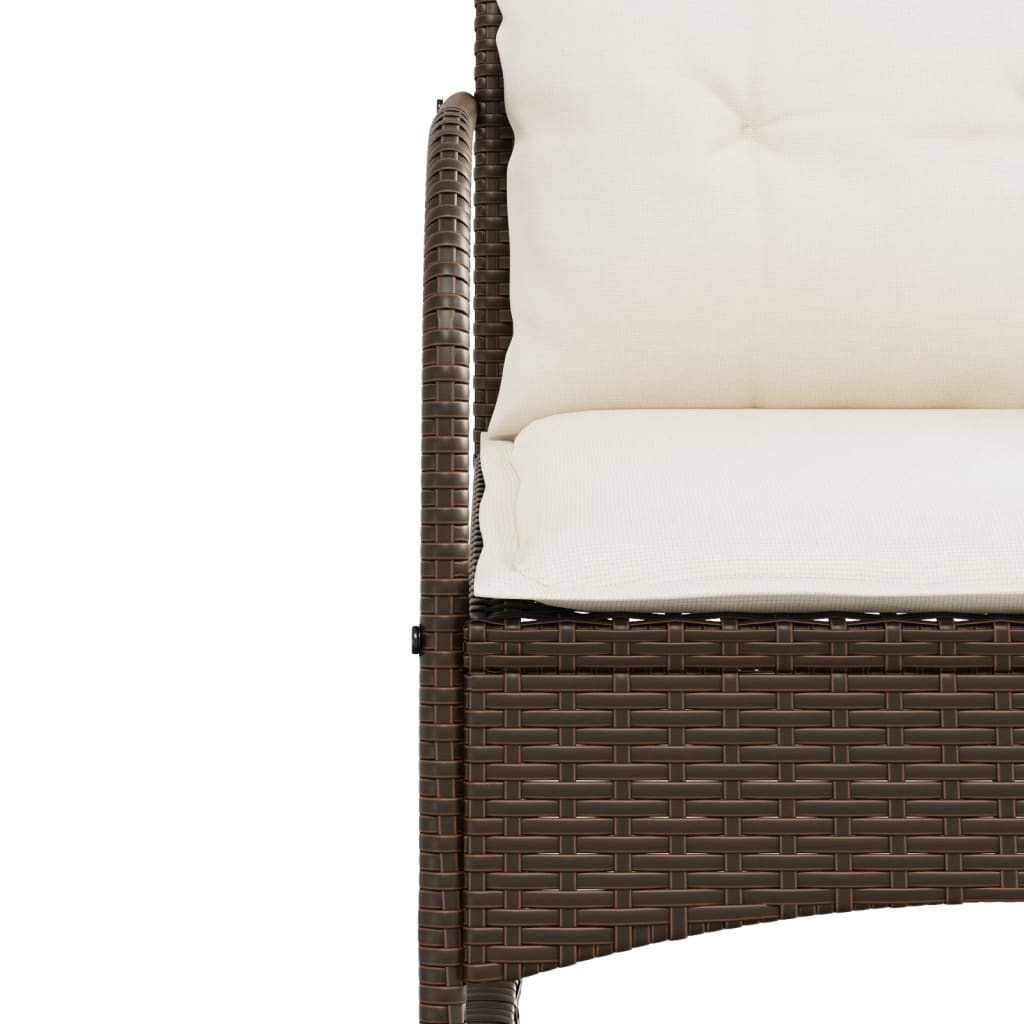 Sedia a Dondolo da Giardino con Cuscini in Polyrattan Marrone - homemem39