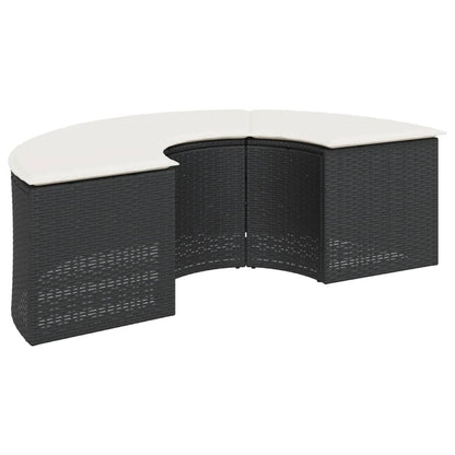 Poggiapiedi da Giardino con Cuscino in Polyrattan Nero - homemem39