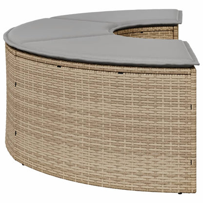 Poggiapiedi da Giardino con Cuscino Beige in Polyrattan