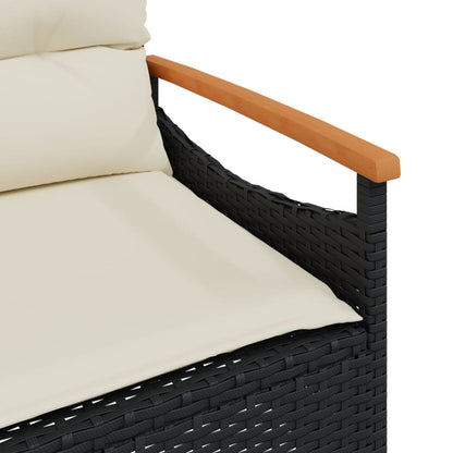Set Divani da Giardino 3 pz con Cuscini in Polyrattan Nero