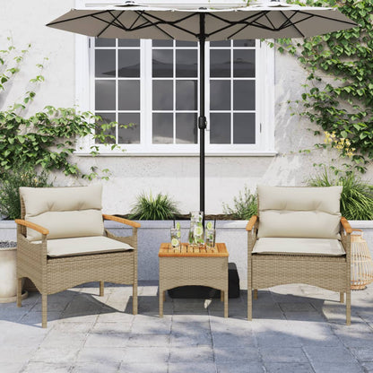 Set Divano da Giardino 3 pz con Cuscini Beige in Polyrattan - homemem39