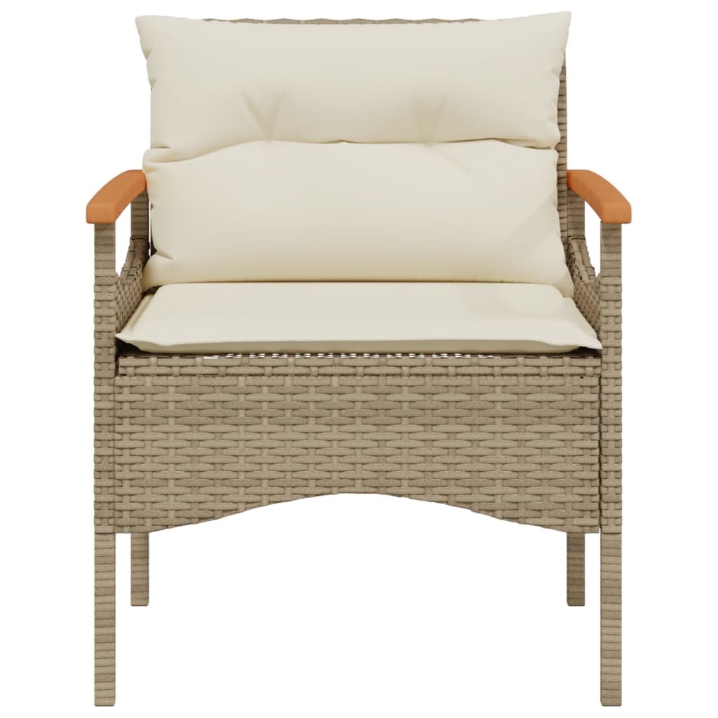 Set Divano da Giardino 3 pz con Cuscini Beige in Polyrattan - homemem39