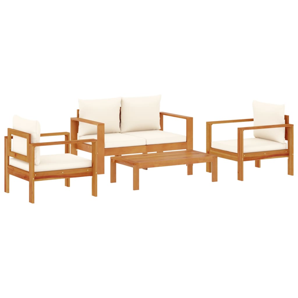 Set Divani da Giardino 4pz con Cuscini Legno Massello di Acacia | homemem39