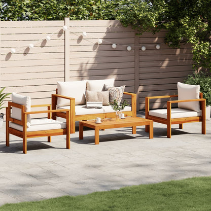 Set Divani da Giardino 4pz con Cuscini Legno Massello di Acacia | homemem39