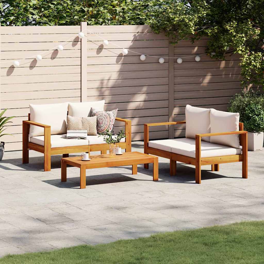 Set Divano da Giardino 3pz con Cuscini Legno Massello di Acacia | homemem39