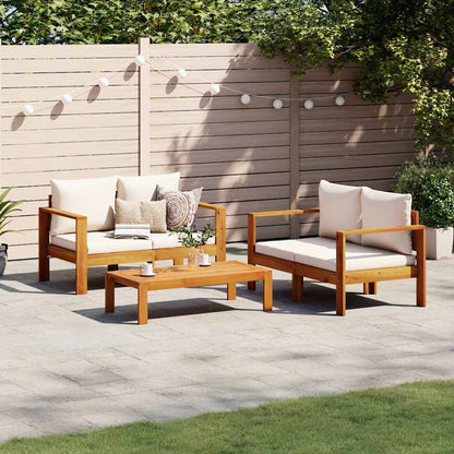 Set Divano da Giardino 3pz con Cuscini Legno Massello di Acacia | homemem39