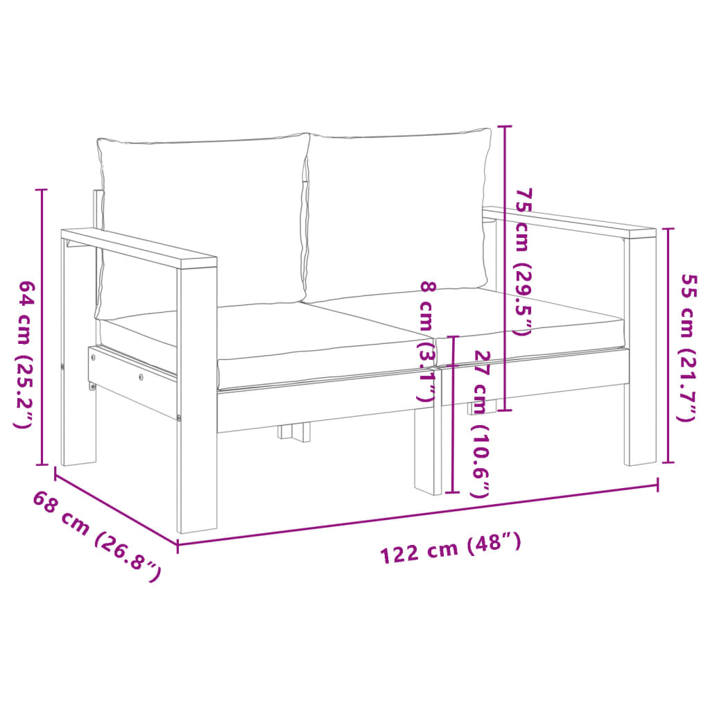 Set Divano da Giardino 5 pz con Cuscini Legno Massello Acacia | homemem39