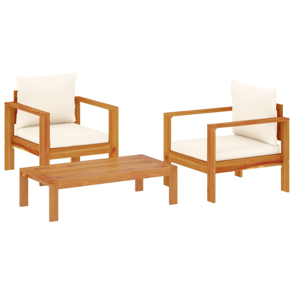 Set Divano da Giardino 3pz con Cuscini Legno Massello di Acacia | homemem39