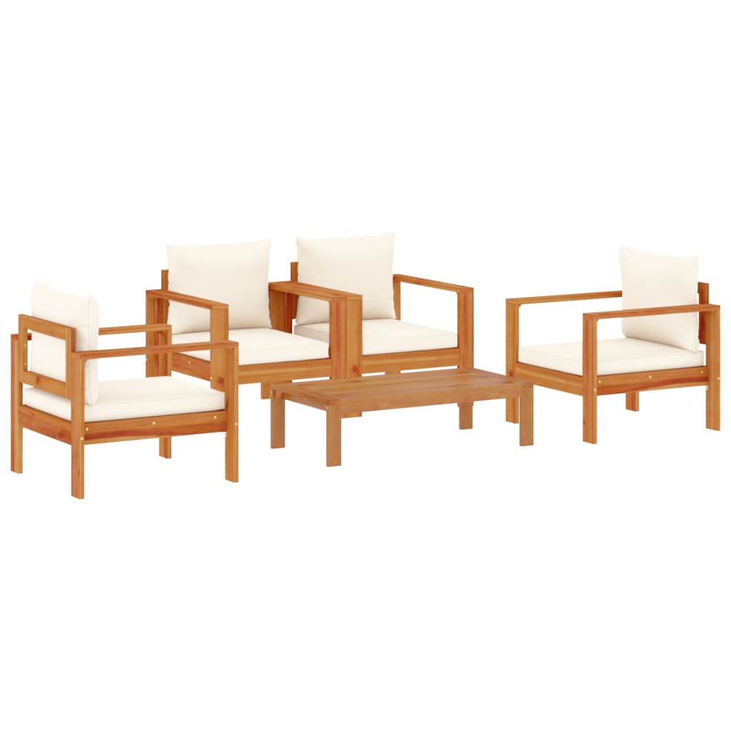 Set Divano da Giardino 5 pz con Cuscini Legno Massello Acacia | homemem39