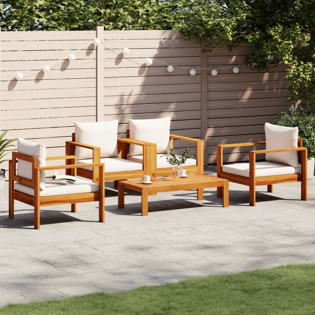 Set Divano da Giardino 5 pz con Cuscini Legno Massello Acacia | homemem39