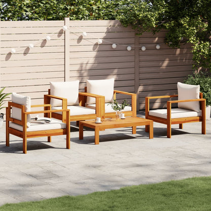 Set Divano da Giardino 5 pz con Cuscini Legno Massello Acacia | homemem39