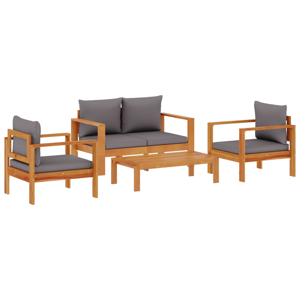 Set Divani da Giardino 4pz con Cuscini Legno Massello di Acacia | homemem39