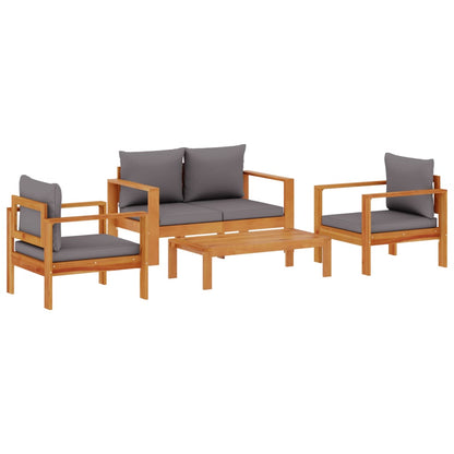 Set Divani da Giardino 4pz con Cuscini Legno Massello di Acacia | homemem39