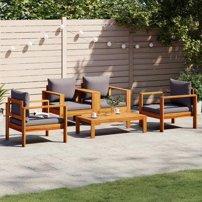 Set Divano da Giardino 5 pz con Cuscini Legno Massello Acacia | homemem39