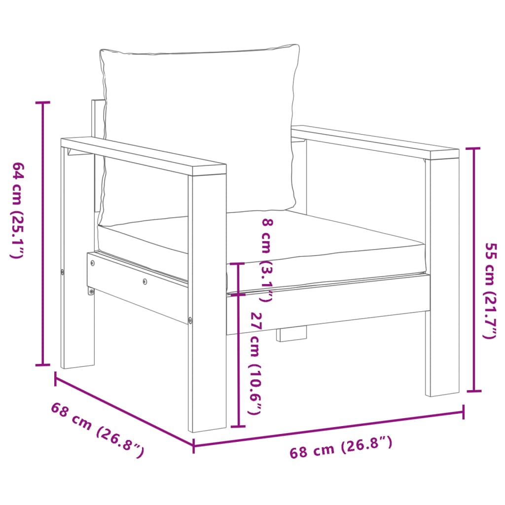 Set Divano da Giardino 5 pz con Cuscini Legno Massello Acacia | homemem39