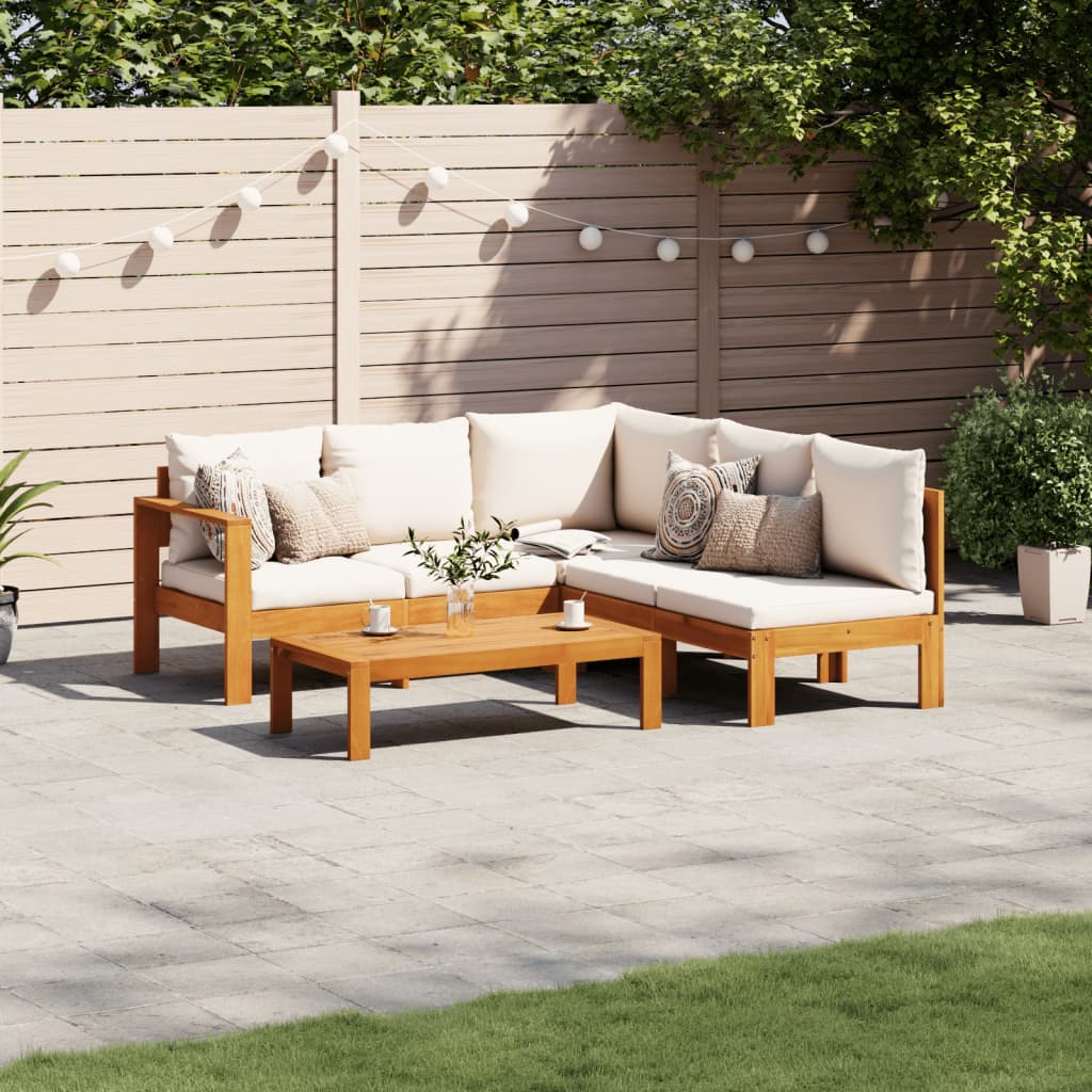 Set Divani da Giardino 4pz con Cuscini Legno Massello di Acacia | homemem39