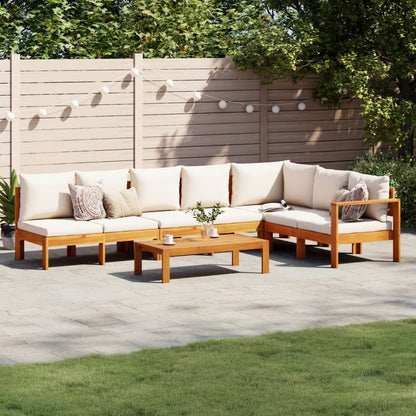 Set Divano da Giardino 5 pz con Cuscini Legno Massello Acacia