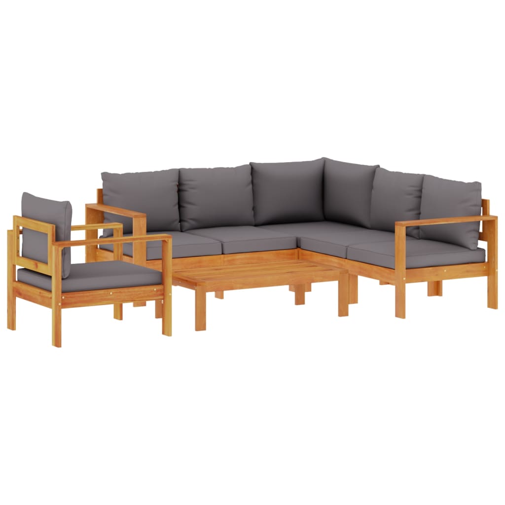 Set Divano da Giardino 5 pz con Cuscini Legno Massello Acacia | homemem39